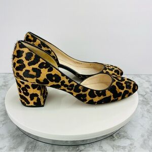 Cole Haan Pumps Womens 8B Cheetah Block Heel Brown Tan Round Toe Preppy Academy